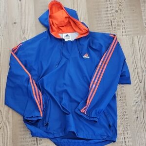 Vintage Adidas Windbreaker Royal Blue Jacket with Orange Highlights